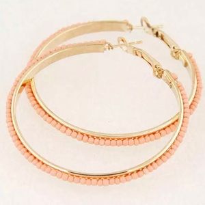 Pink Gold Braided Hoop Earrings